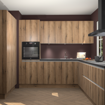 Goud eiken greeploze keuken Regina 78864