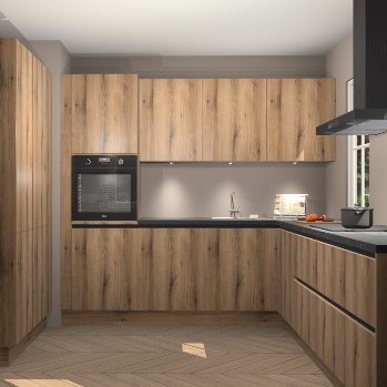 Goud eiken greeploze keuken Regina 78867