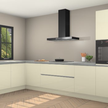 Magnolia hoogglans greeploze keuken Tychy 81279