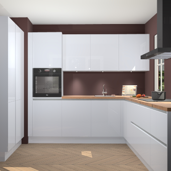 Sneeuwwitte hoogglans greeploze keuken Regina 79270