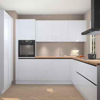 Sneeuwwitte hoogglans greeploze keuken Regina 79272