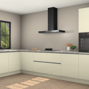 Magnolia hoogglans greeploze keuken Tychy 81343