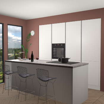 Zijdegrijs greeploze keuken Rusiec 63566