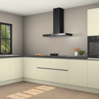 Magnolia hoogglans greeploze keuken Tychy 81383