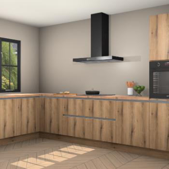 Goud eiken greeploze keuken Tychy 80588