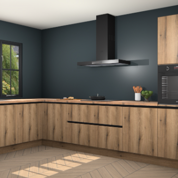 Goud eiken greeploze keuken Tychy 80591