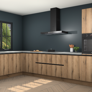 Goud eiken greeploze keuken Tychy 80604