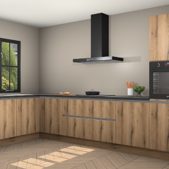 Goud eiken greeploze keuken Tychy 80616