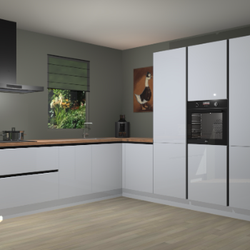 Sneeuwwitte hoogglans greeploze keuken Laos 80508