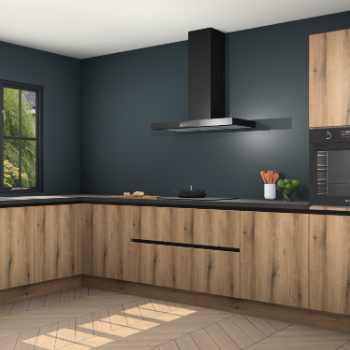 Goud eiken greeploze keuken Tychy 80619