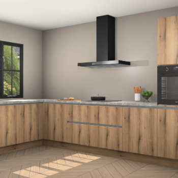 Goud eiken greeploze keuken Tychy 80628