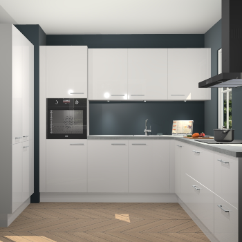 Zijdegrijze hoogglans keuken Regina 79359