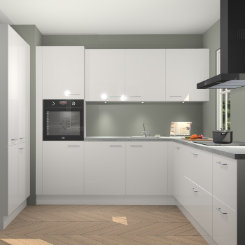 Zijdegrijze hoogglans keuken Regina 79360