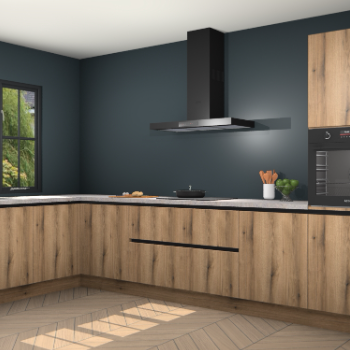 Goud eiken greeploze keuken Tychy 80643