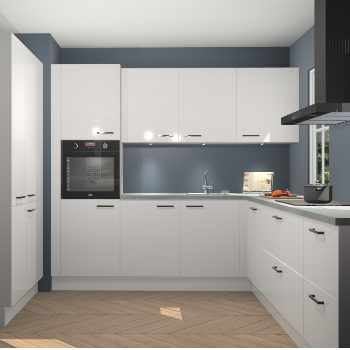 Zijdegrijze hoogglans keuken Regina 79363