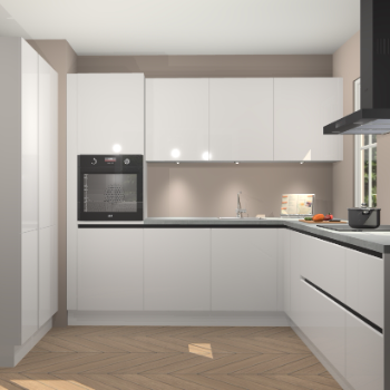 Zijdegrijze hoogglans greeploze keuken Regina 79364