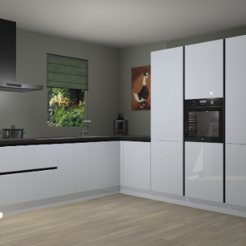 Sneeuwwitte hoogglans greeploze keuken Laos 80529