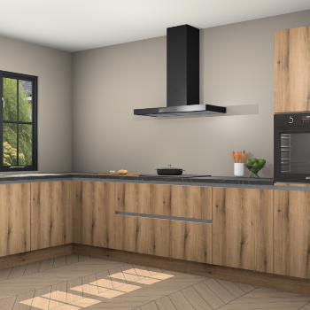 Goud eiken greeploze keuken Tychy 80682