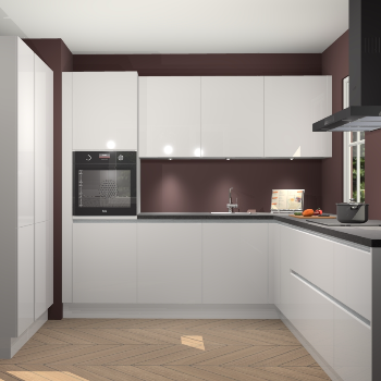 Zijdegrijze hoogglans greeploze keuken Regina 79572