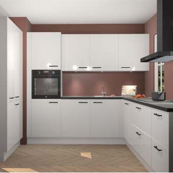 Zijdegrijze hoogglans keuken Regina 79368