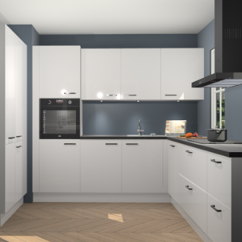 Zijdegrijze hoogglans keuken Regina 79369