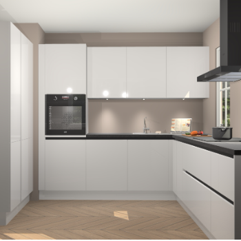 Zijdegrijze hoogglans greeploze keuken Regina 79370