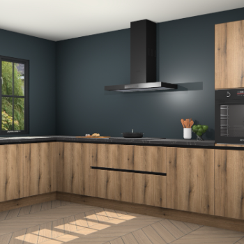 Goud eiken greeploze keuken Tychy 80685