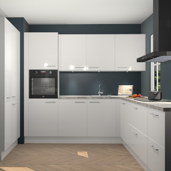 Zijdegrijze hoogglans keuken Regina 79371