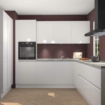 Zijdegrijze hoogglans greeploze keuken Regina 79581