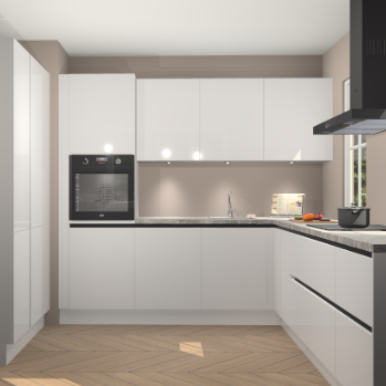 Zijdegrijze hoogglans greeploze keuken Regina 79376