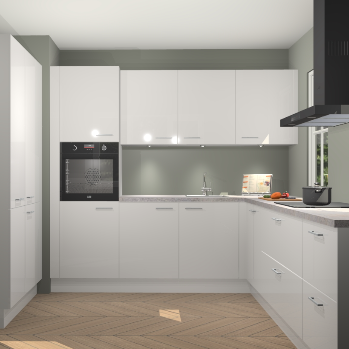 Zijdegrijze hoogglans keuken Regina 79378