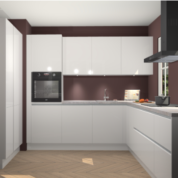 Zijdegrijze hoogglans greeploze keuken Regina 79582