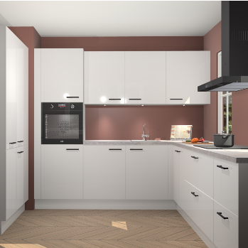 Zijdegrijze hoogglans keuken Regina 79381