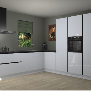 Sneeuwwitte hoogglans greeploze keuken Laos 80553