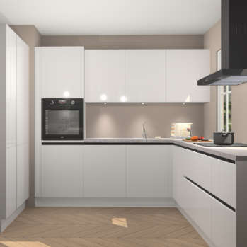 Zijdegrijze hoogglans greeploze keuken Regina 79383