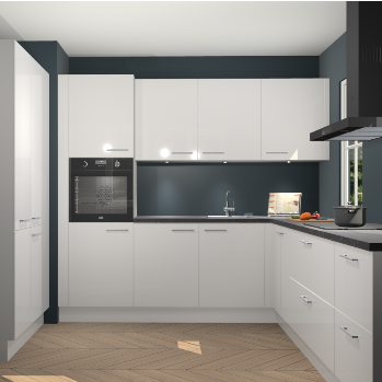 Zijdegrijze hoogglans keuken Regina 79384