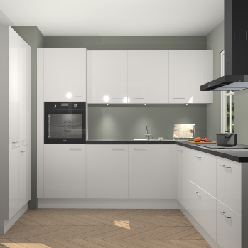 Zijdegrijze hoogglans keuken Regina 79385