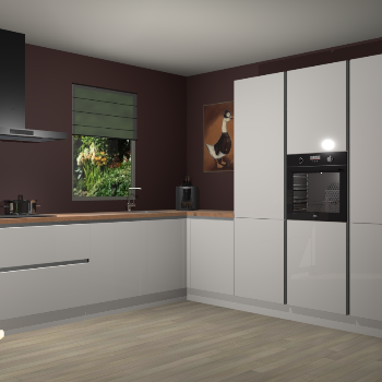 Zijdegrijze hoogglans greeploze keuken Laos 80702