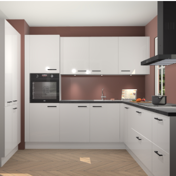 Zijdegrijze hoogglans keuken Regina 79387