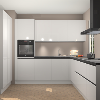 Zijdegrijze hoogglans greeploze keuken Regina 79389