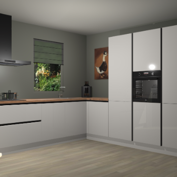 Zijdegrijze hoogglans greeploze keuken Laos 80707