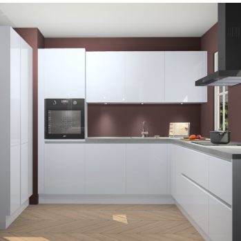 Sneeuwwitte hoogglans greeploze keuken Regina 79331