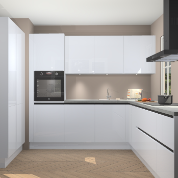 Sneeuwwitte hoogglans greeploze keuken Regina 79334