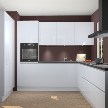 Sneeuwwitte hoogglans greeploze keuken Regina 79337