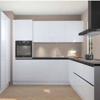 Sneeuwwitte hoogglans greeploze keuken Regina 79340