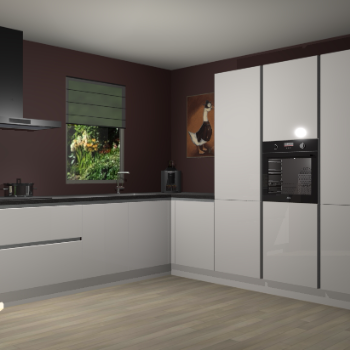 Zijdegrijze hoogglans greeploze keuken Laos 80728