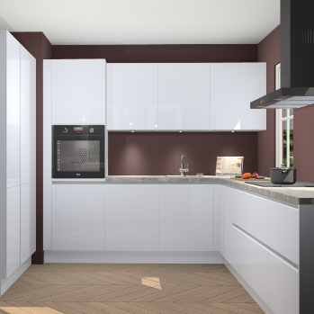 Sneeuwwitte hoogglans greeploze keuken Regina 79343