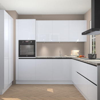 Sneeuwwitte hoogglans greeploze keuken Regina 79346