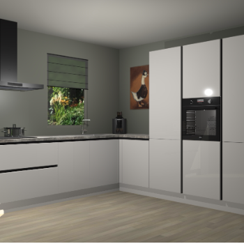 Zijdegrijze hoogglans greeploze keuken Laos 80738