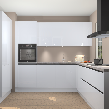 Sneeuwwitte hoogglans greeploze keuken Regina 79352